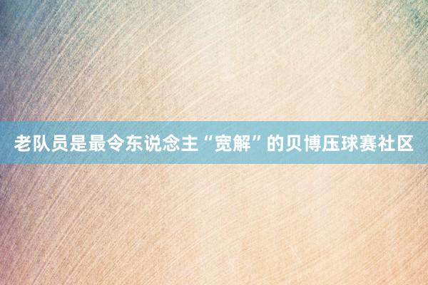 老队员是最令东说念主“宽解”的贝博压球赛社区